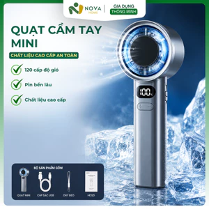 Quạt Cầm Tay Mini 120 Cấp Độ Gió Màn Hình Hiển Thị Pin & Tốc Độ, Sạc USB Tiện Lợi, Dễ Dàng Mang Theo