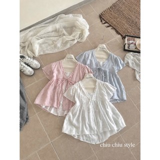 Áo babydoll hoa nhí phối Bula cổ V xinh xắn che khuyết điểm nhiều màu cực xinh