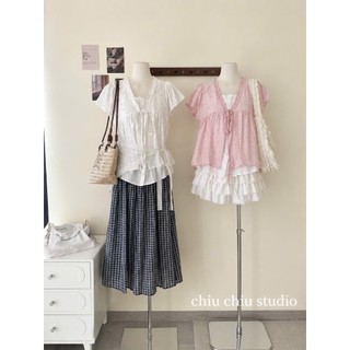 Áo babydoll hoa nhí phối Bula cổ V xinh xắn che khuyết điểm nhiều màu cực xinh