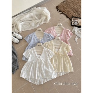 Áo babydoll hoa nhí phối Bula cổ V xinh xắn che khuyết điểm nhiều màu cực xinh