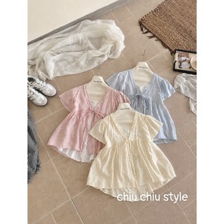 Áo babydoll hoa nhí phối Bula cổ V xinh xắn che khuyết điểm nhiều màu cực xinh
