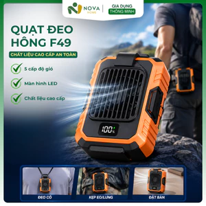 Quạt Đeo Thắt Lưng F49 4000mAh Quạt Điều Hòa Đeo Hông Tích Điện Kiêm Sạc Dự Phòng Màn Hình LED 3 Tốc Độ