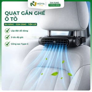 Quạt Treo Ghế Ô Tô Mini 3 Tốc Độ Cổng Type C Gió Mạnh Êm Ái Quạt Làm Mát Lưng, Khô Mồ Hôi