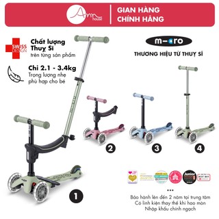 [Thuỵ Sĩ] Xe trượt scooter Micro Mini2grow 4in1 -  Trẻ 1 đến 6 - Đa tính năng - Bảo hành 2 năm