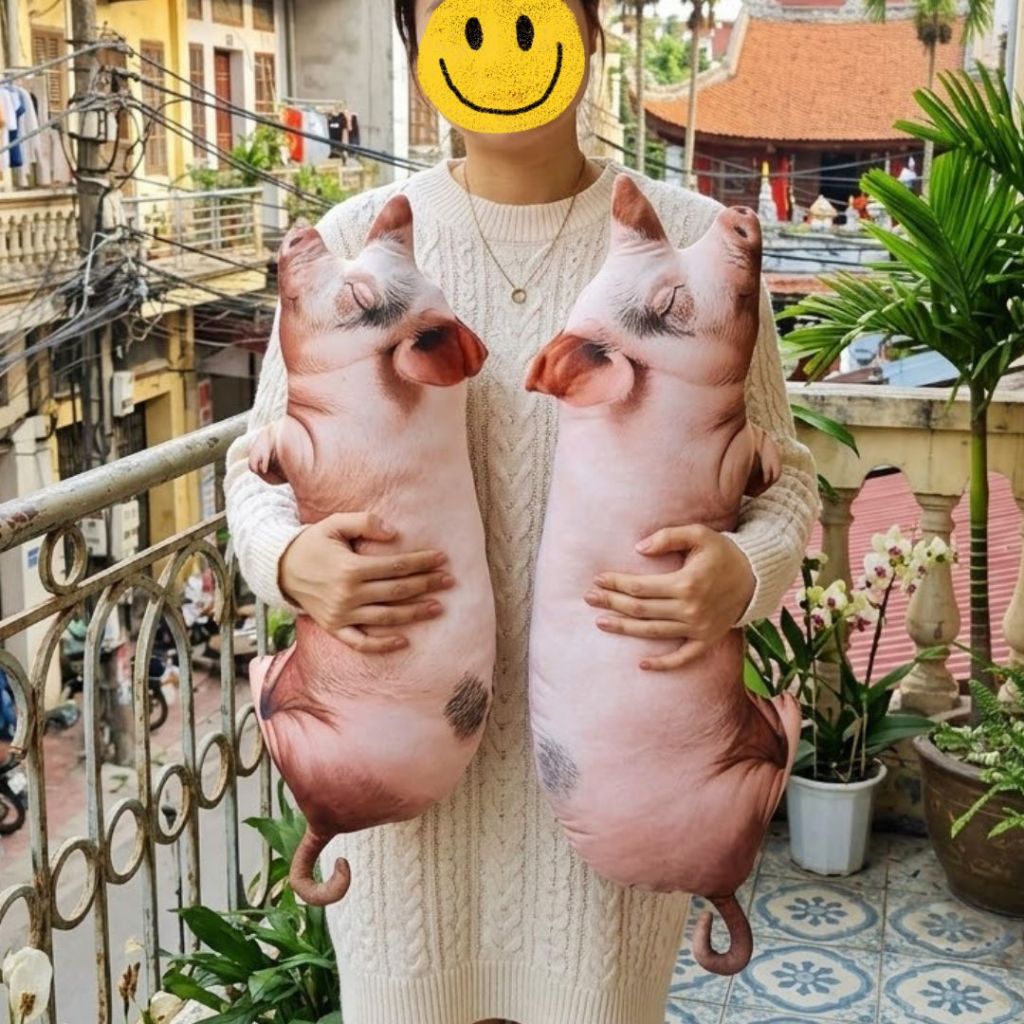 Gối Ôm Con Lợn,Heo 3D Như Thật, Gấu Bông Con Heo Ngủ Mềm Mại Chân Thực Quà Tặng Vui Vẻ Cho Người Thân