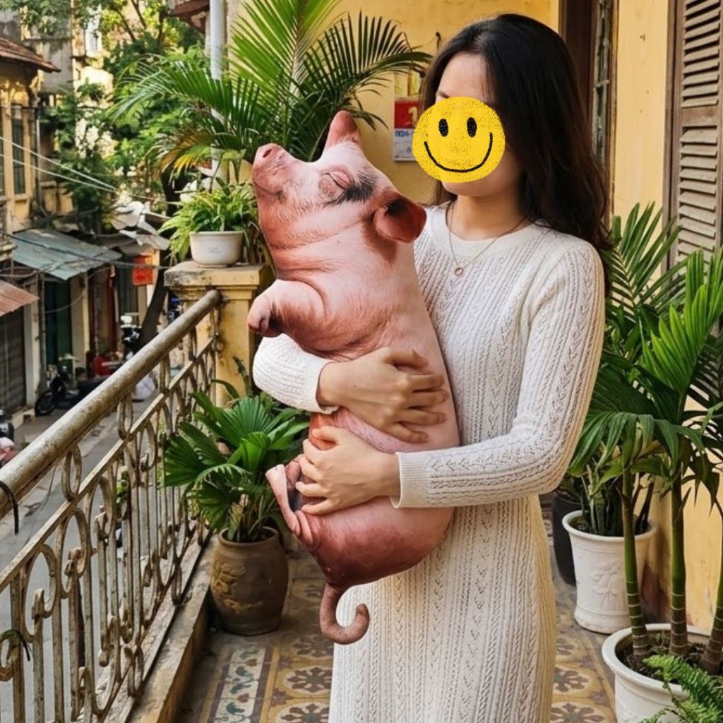 Gối Gấu Bông Hình Heo 3D Giống Thật, Gối Ôm Heo,Lợn Sề Xấu Xí Quà Tặng Troll Bạn Bè,Người Thân