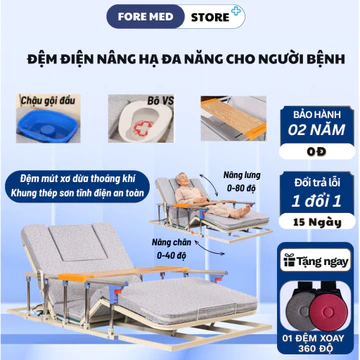 Đệm y tế nâng hạ bệnh nhân điều khiển điện, kèm bàn ăn,bô vệ sinh,chậu gội đầu.Giường y tế giường gấp hỗ trợ ngồi dậy
