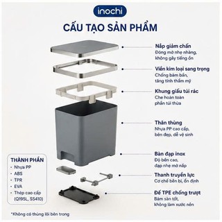 Thùng rác đạp Hiro Hana – Nắp giảm chấn, gọn gàng tiện lợi, an toàn, dễ sử dụng