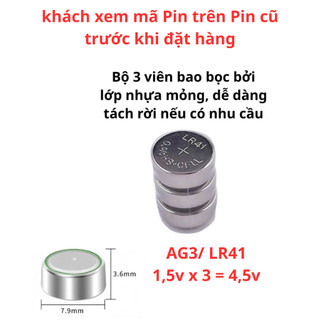 Pin Cúc Áo Vĩ 10v AG13/LR44- AG1/LR621 AG10/LR1130  CR2025 CR2032 CR2016 -Bộ 3viên AG3/LR41 bọc nhựa