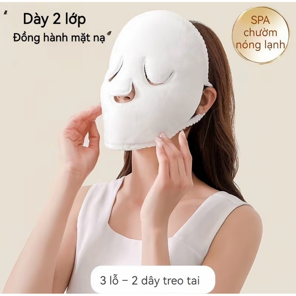 Khăn mặt nạ xông hơi, chườm nóng, lạnh, ủ ấm, 2 lớp chăm sóc da mặt spa có thể tái sử dụng