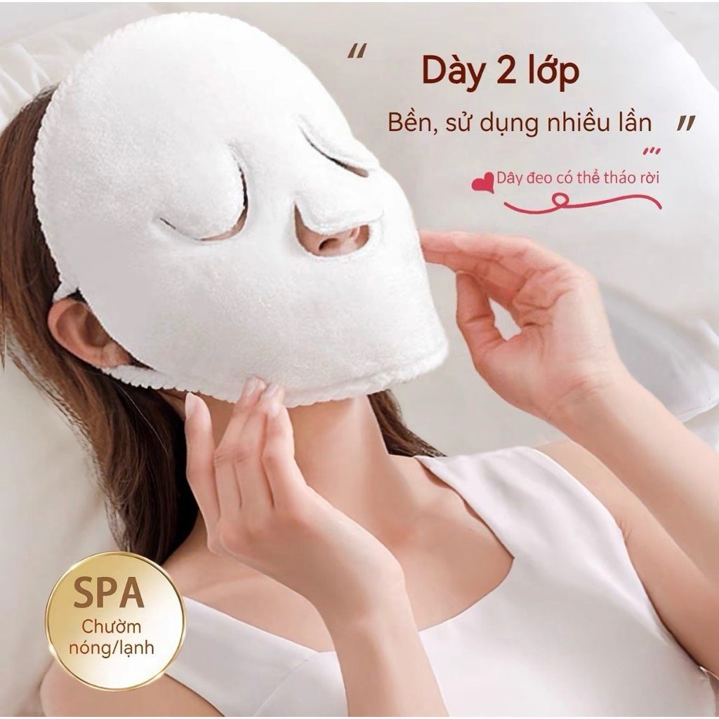 Khăn mặt nạ xông hơi, chườm nóng, lạnh, ủ ấm, 2 lớp chăm sóc da mặt spa có thể tái sử dụng