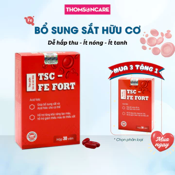 Sắt cho người thiếu máu có acid folic - TSC Fe Fort Hộp 30 viên sắt hữu cơ - sắt cho bà bầu, trước khi mang thai