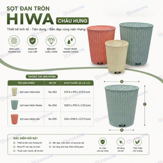 Sọt Đan Tròn Đa Năng HIWA Nhựa Cao Cấp Đựng Quần Áo, Đồ Chơi 3 Size Nhỏ Trung Lớn, Tay Cầm Chắc Chắn Chịu Lực Tốt