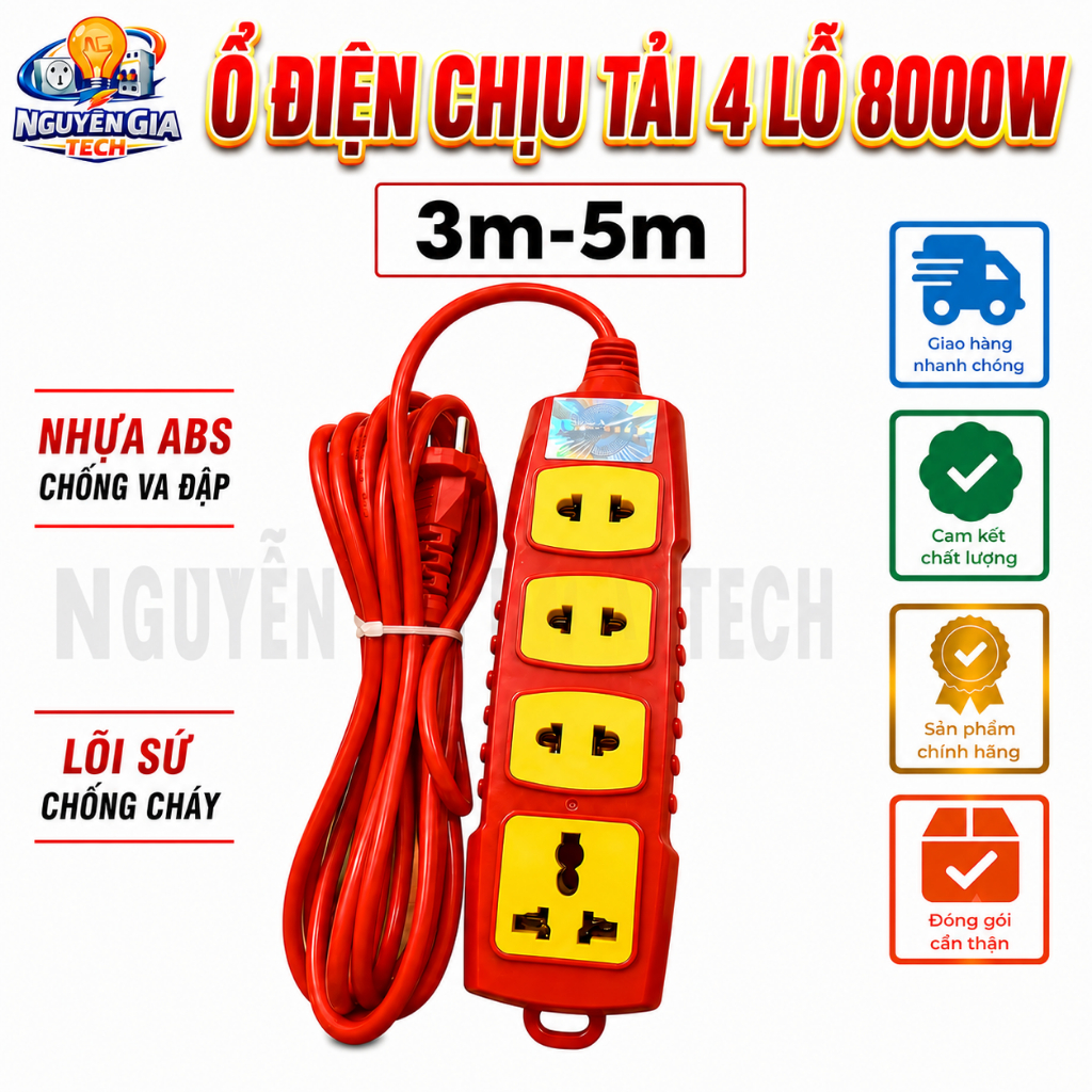 🎉 GIÁ HỜI 🎉Ổ ĐIỆN CHỊU TẢI 8000W - NHỰA ABS CHỊU NHIỆT - CHỐNG VỠ - LÕI SỨ