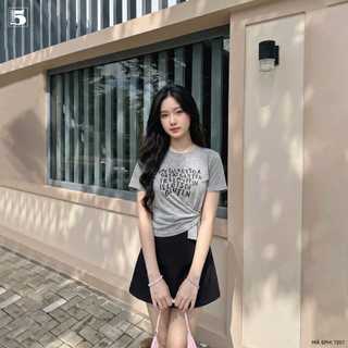 Áo Thun Nữ Twentyfive Cổ Tròn In Chữ, Thiết Kế Nhún Eo Cột Vạt, Form Basic Trẻ Trung Năng Động 7257