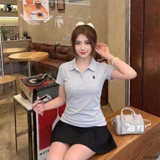 Áo Thun Ngắn Tay Twentyfive Cổ Polo Họa Tiết Thêu Nhún Eo Phù Hợp Mặc Đi Học Đi chơi 7290