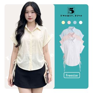 Áo sơ mi tay ngắn Twentyfive cánh dơi, phối dây rút nhiều mặc màu đi học đi chơi 7305