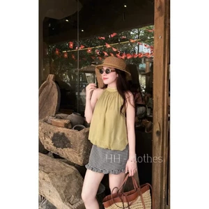 SET ÁO CỔ YẾM BÍ PHỐI CHÂN VÁY CARO BÈO, SET ĐỒ NỮ BÁNH BÈO NỮ TÍNH | MEOINDAHOUSE