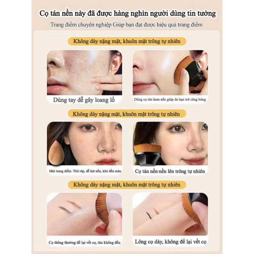 Cọ Trang Điểm Đánh Kem Nền Đầu Bằng Hình Lục Giác Cao Cấp - Cọ Nền Lông Mềm Mịn Không Ăn Phấn ( Tặng Kèm Hộp )