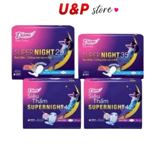 Bộ 6 gói Băng vệ sinh Diana siêu thấm Supernight Ban Đêm 29cm/35cm (3 miếng/gói)