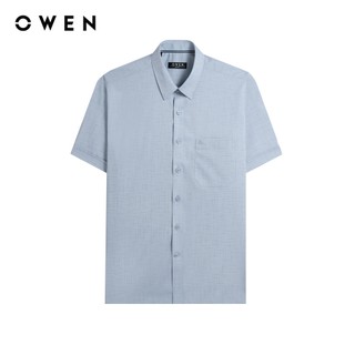Owen - Áo sơ mi ngắn tay Plus size AF260103NT màu Xanh chất liệu Bamboo spandex