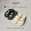 S&S03.2 - Dép LEMANS SLIDE SANDAL tăng cao Đen&Be, đế 2 lớp cao 5.5cm, mũ may 3 lớp, Bảo hành chính hãng 12 tháng