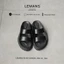 S&S03.2 - Dép LEMANS SLIDE SANDAL tăng cao Đen&Be, đế 2 lớp cao 5.5cm, mũ may 3 lớp, Bảo hành chính hãng 12 tháng
