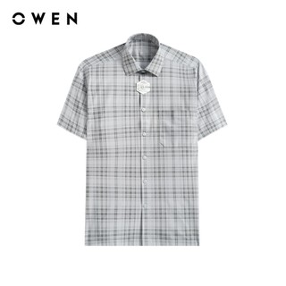 Owen - Áo sơ mi ngắn tay Body Fit AB260046NT màu Xám chất liệu Knit cao cấp