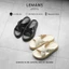 Dép nam LEMANS SLIDE SANDAL tăng cao Đen&Be quai chéo, đế 2 lớp cao 5.5cm, mũ may 3 lớp, BH 12T
