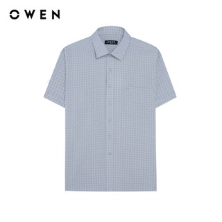 Owen - Áo sơ mi ngắn tay Body Fit AB260114NT màu Xám chất liệu Nano