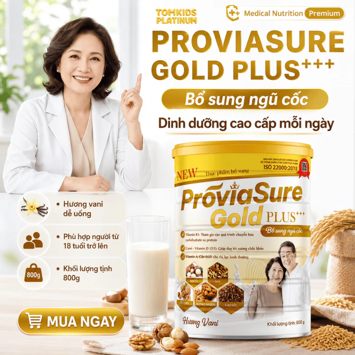 Sữa Ngũ Cốc ProviaSure Gold Hương Vani 800g Cho Người Cao Tuổi Giúp Xương Chắc Khỏe Tăng Đề Kháng