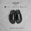 Dép da nam LEMANS SLIDE SANDAL S4&S05 -BLACK tăng chiều cao, đế 2 lớp cao 5.5cm, mũ may 3 lớp quai ngang dán, BH 12T