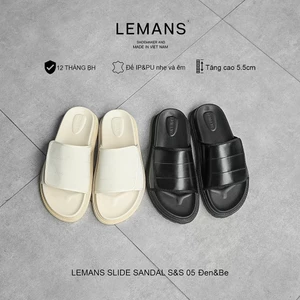 SS05.2 - Dép LEMANS SLIDE SANDAL tăng cao, đế 2 lớp cao 5.5cm, mũ may 3 lớp quai ngang dán, BH 12T