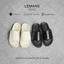 Dép da nam LEMANS SLIDE SANDAL S4&S05 -BLACK tăng chiều cao, đế 2 lớp cao 5.5cm, mũ may 3 lớp quai ngang dán, BH 12T