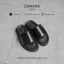 Dép da nam LEMANS SLIDE SANDAL S4&S05 -BLACK tăng chiều cao, đế 2 lớp cao 5.5cm, mũ may 3 lớp quai ngang dán, BH 12T
