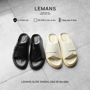 S&S06.2 - Dép LEMANS SLIDE SANDAL tăng cao 03 màu, đế 2 lớp cao 5.5cm, thiết kế dép quai ngang đan cách điệu, BH 12T