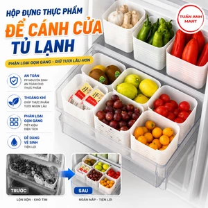 Combo 10 cái Hộp nhựa đựng thực phẩm, đồ ăn, rau củ ĐỂ CÁNH CỬA tủ lạnh đa năng tiện lợi