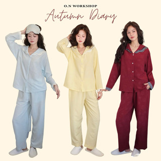 𝗛𝗮̀𝗻𝗴 𝗰𝗵𝗶́𝗻𝗵 𝗵𝗮̃𝗻𝗴 Set bộ ngủ mặc nhà nữ Pyjama Nina đũi viền hoa form rộng xinh xắn -O.N WORKSHOP