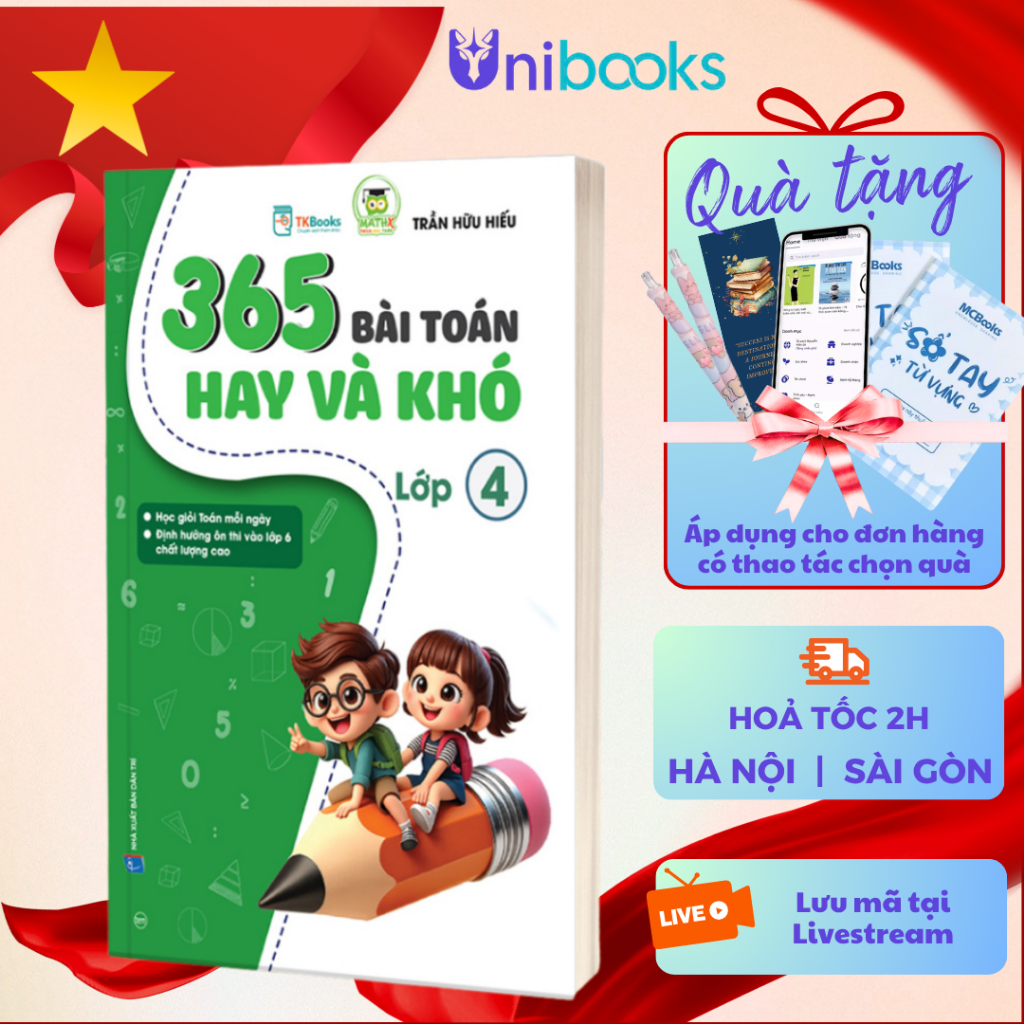 Sách - 365 Bài Toán Hay Và Khó Lớp 4 - Thầy Trần Hữu Hiếu - MCBooks