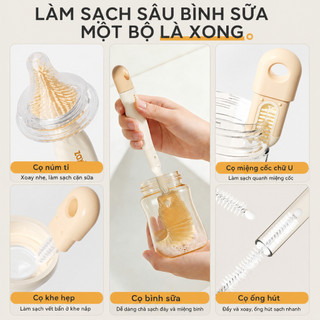 Youkebei Bộ Cọ Rửa Bình Sữa 10 Trong 1 Không BPA – Cọ Bình, Cọ Núm Ti, Giá Úp, Chai Chiết Tiện Lợi