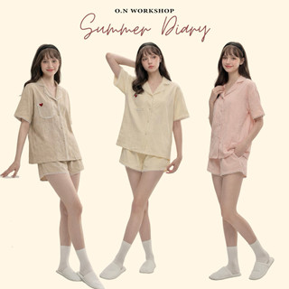 𝗛𝗮̀𝗻𝗴 𝗰𝗵𝗶́𝗻𝗵 𝗵𝗮̃𝗻𝗴 Set bộ đồ ngủ nữ mặc nhà Sammie cotton đũi dệt mềm O.N WORKSHOP