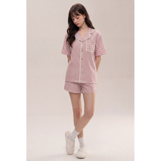 𝗛𝗮̀𝗻𝗴 𝗰𝗵𝗶́𝗻𝗵 𝗵𝗮̃𝗻𝗴 set ngủ mặc nhà Mia kẻ đũi Hàn viền ren ON WORKSHOP