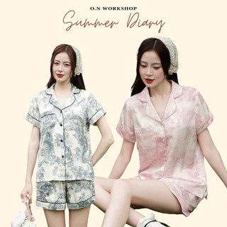 𝗛𝗮̀𝗻𝗴 𝗰𝗵𝗶́𝗻𝗵 𝗵𝗮̃𝗻𝗴 Bộ Ngủ mặc nhà Pyjama cao cấp hoạ tiết Toile de Jouy lụa cộc và dài - O.N WORKSHOP