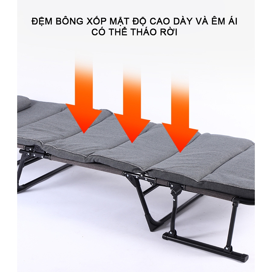 Giường xếp gấp gọn thông minh GOTEK GX-01 thiết kế đa năng kiêm ghế ngồi thư giãn khung thép carbon chắc chắn