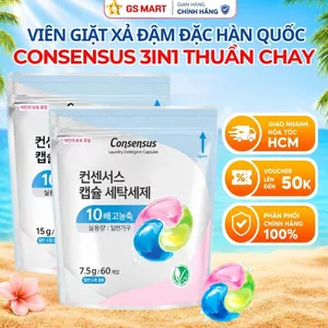 Viên Giặt Consensus VEGAN THUẦN CHAY Đậm Đặc, Gấp 10 Lần Sạch, Dịu Nhẹ Cho Em Bé, Da Nhạy Cảm Hàn Quốc