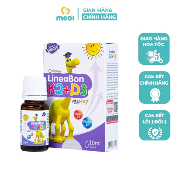 Vitamin D3 K2 LineaBon 10ml bổ sung Vitamin D3 và Vitamin K2, giúp hấp thụ canxi cho bé
