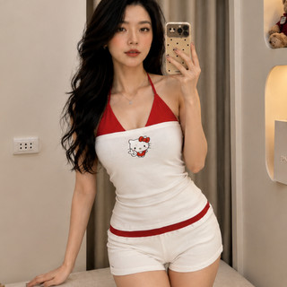 Set Bộ Đồ Ngủ Nữ Gồm Áo Bikini, Áo Ống Và Quần Mini Siêu Ngắn Dáng Ôm Mịn Mát | BLOOM.HOMDRESS - BH016