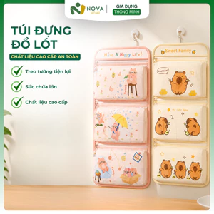 Túi Treo Tường Canvas Đa Năng 3 Ngăn Đựng Đồ Lót, Tất, Phụ Kiện, Chống Thấm, Tiện Lợi Cho Gia Đình