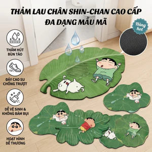 Thảm chùi chân chống trượt nhà tắm, thảm hoạt hình Shin chất liệu bùn tảo thấm hút nhanh khô, dễ thương cho nhà tắm