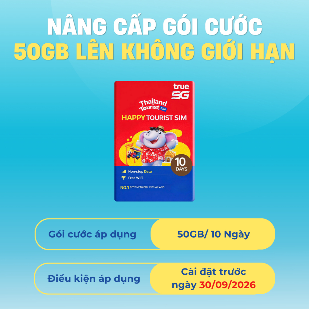 Sim Thái Lan 7 Ngày 35GB, Mạng Truemove/ Dtac 5G Tốc Độ Cao, Sim Du Lịch Thái Lan